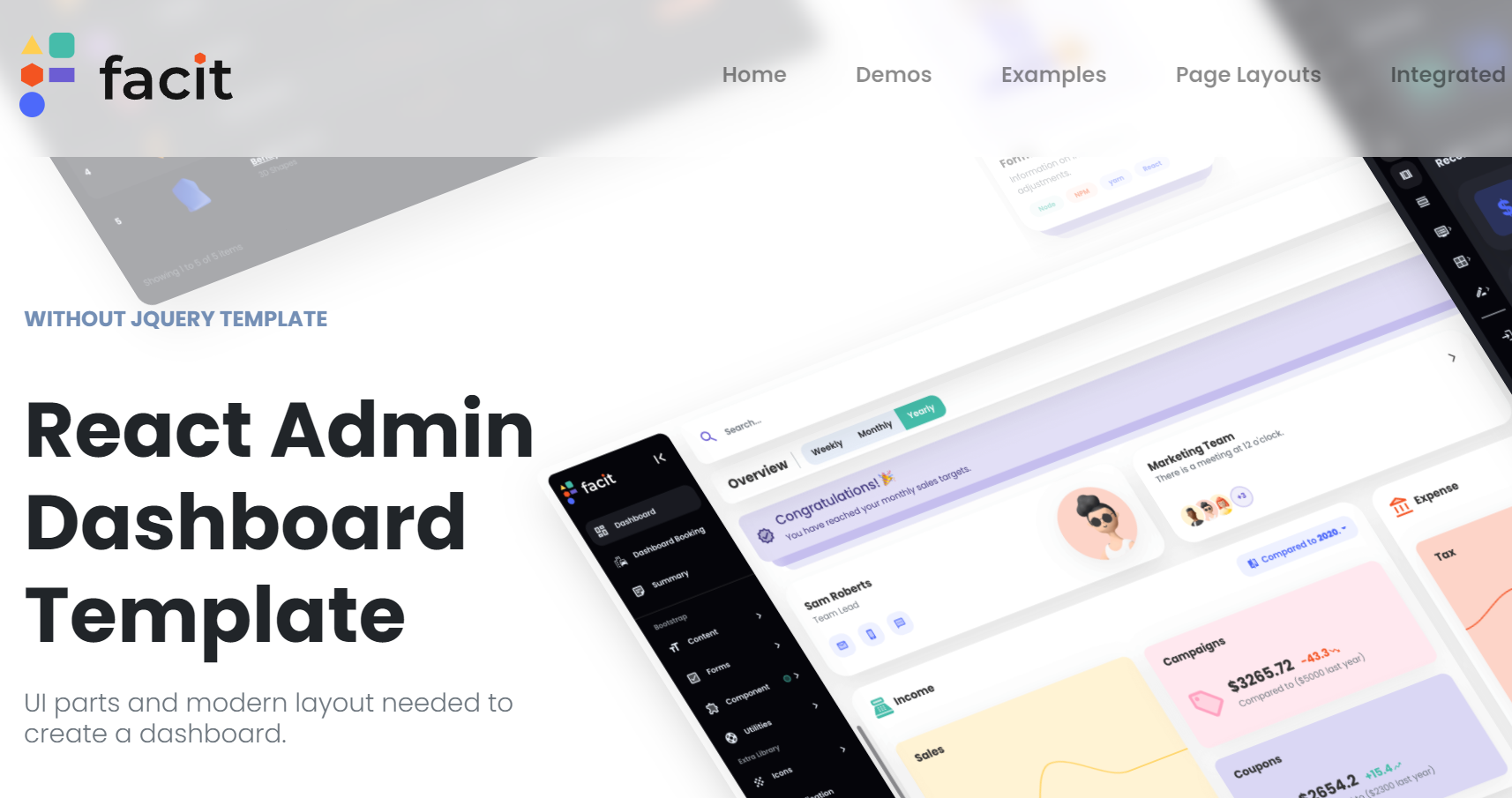 Facit nulled React Admin Dashboard Template free download