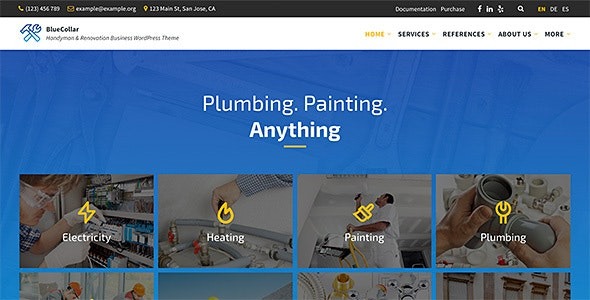 BlueCollar Nulled Handyman & Renovation Business WP Theme Download