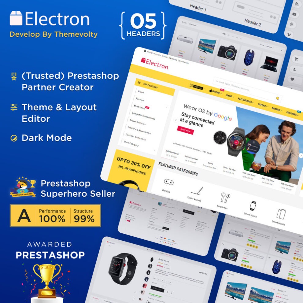 Electron Mega Electronic Super Store Template Nulled [v1.7] Prestashop Free Download