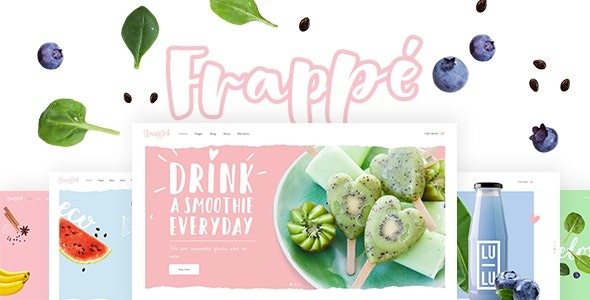 Frappé Nulled smoothies, juices and organic food WordPress Download