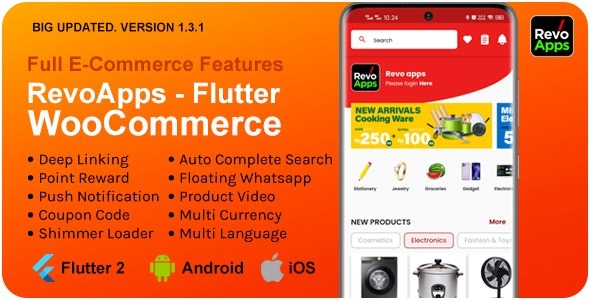 Revo Apps Woocommerce Nulled Flutter E-Commerce Full App Android iOS Free Download