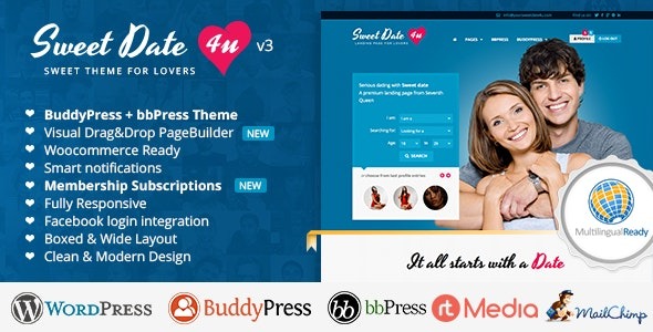 Sweet Date Nulled More than a WordPress Dating Theme Download