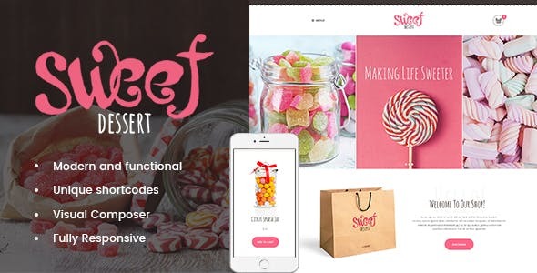 Sweet Dessert Nulled Sweet Shop & Cafe WordPress Theme Download