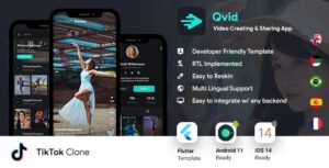 TikTok App Nulled Video Creating Android App+ Short Video iOS App Flutter Template Qvid Download