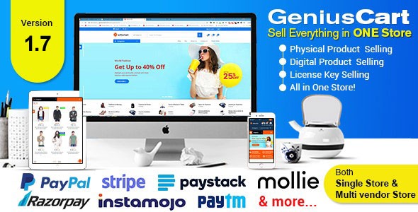 GeniusCart Nulled - Single or Multivendor Ecommerce System with Physical and Digital Product Marketplace Download