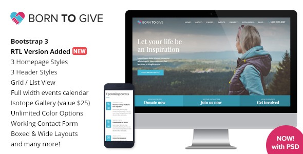 Born To Give –Nulled Charity Crowdfunding WP Theme Download