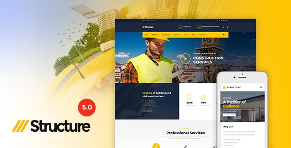 Structure Nulled – Construction WordPress Theme Free Download