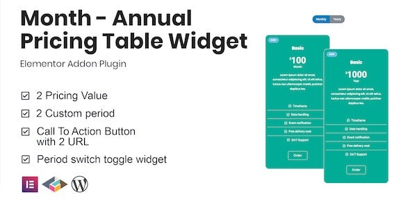 Month Nulled Annual Pricing Table Widget For Elementor Free Download