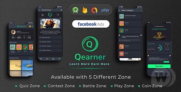 Qearner Nulled – Quiz App | Android Quiz game with Earning System + Admin panel Free Download