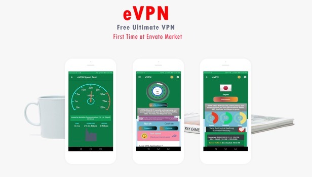eVPN Nulled – Free Ultimate VPN Android VPN, Billing, Phone Booster, Admob Push Notification Free Download