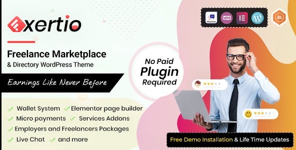 Exertio Nulled Freelance Marketplace WordPress Theme Free Download