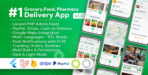 Grocery, Food, Pharmacy, Store, Nulled Delivery Mobile App with Admin Panel Free Download