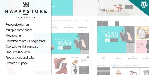 HappyStore Responsive WordPress WooCommerce Theme Nulled