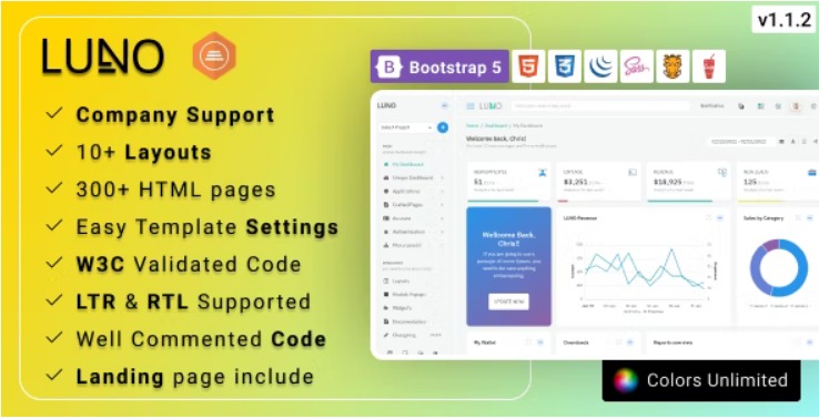 LUNO Bootstrap 5 Responsive Admin Template & Webapp UI Kit Nulled Free Download