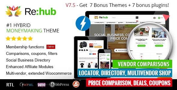 Rehub Nulled Price Comparison, Multi Vendor Marketplace for Wordpress, Affiliate Marketing, Review Theme Free Download