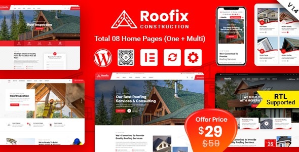 Roofix Nulled Roofing Services WordPress Theme Free Download