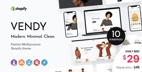 Vendy Multipurpose Shopify Theme for Fashion Nulled Free Download