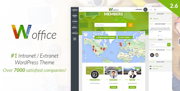 Woffice Multipurpose IntranetExtranet WordPress Theme Free Download