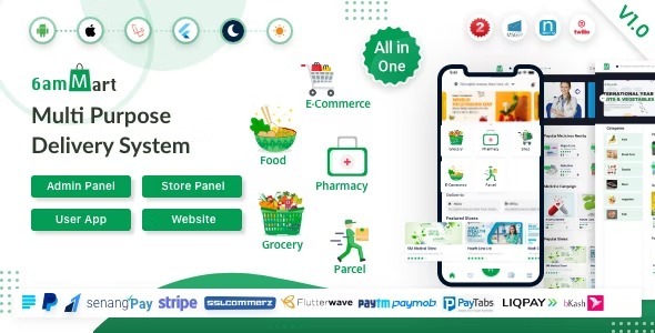 6amMart Nulled Multivendor Food, Grocery, eCommerce, Parcel, Pharmacy delivery app with Admin & Website Free Download