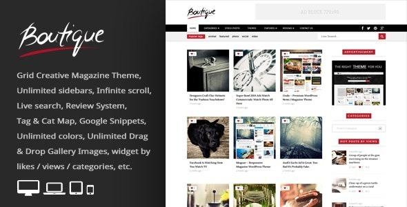Boutique Grid Nulled Creative Magazine WordPress Theme Free Download