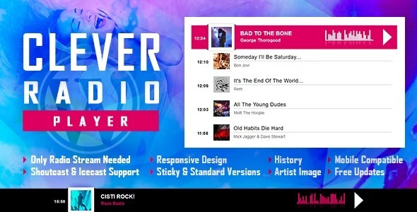 CLEVER Nulled HTML5 Radio Player With History - Shoutcast and Icecast - WordPress Plugin Free Download