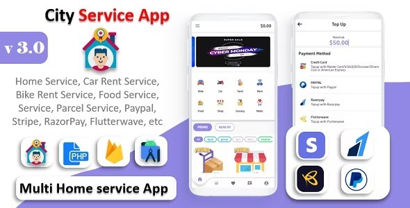 City Service App Nulled Service At Home Multi Payment Gateways Integrated Multi Login Free Download