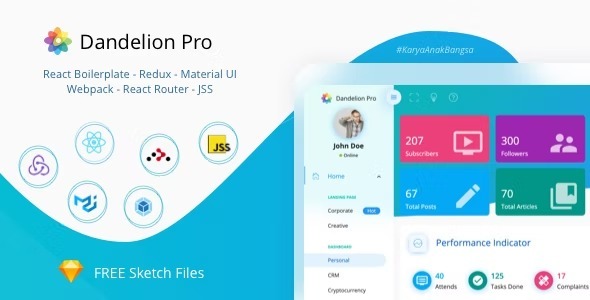 Dandelion Pro Nulled React Admin Dashboard Template Free Download