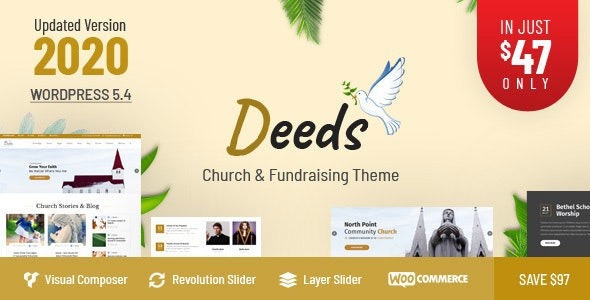 Deeds Nulled Best Responsive Nonprofit Church WordPress Theme Free Download