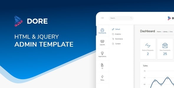 Dore jQuery Nulled Bootstrap 4 Admin Template Free Download