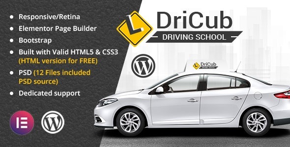 DriCub Nulled Driving School WordPress Theme Free Download
