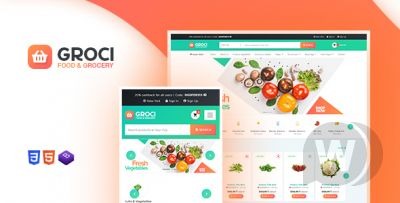 Groci Nulled template for online food store WordPress Free Download