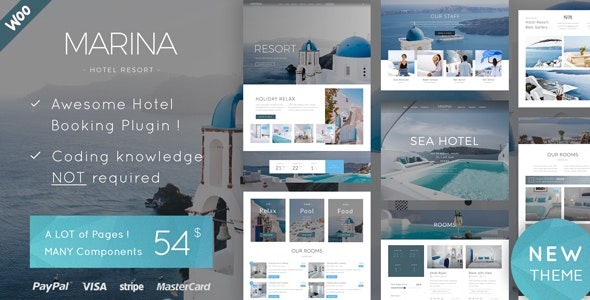Marina Nulled Hotel & Resort WordPress Theme Free Download