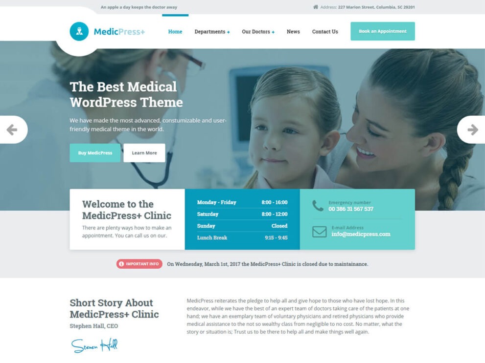 MedicPress Nulled Medical WordPress Theme for Clinics and Private Doctors Free Download