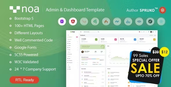 NOA Nulled Admin & Dashboard Template Free Download