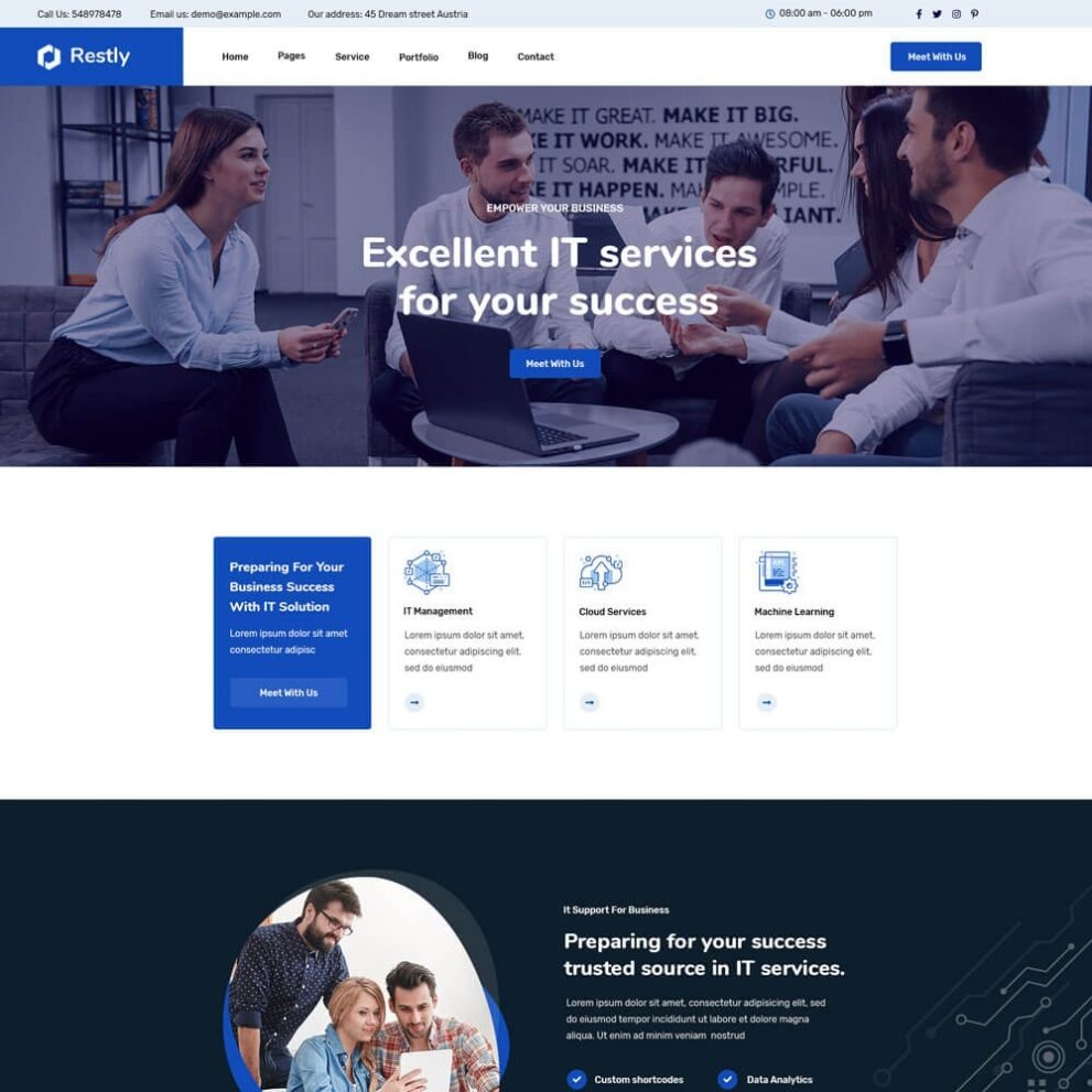 Restly Nulled IT Solutions & Technology WordPress Theme Free Download