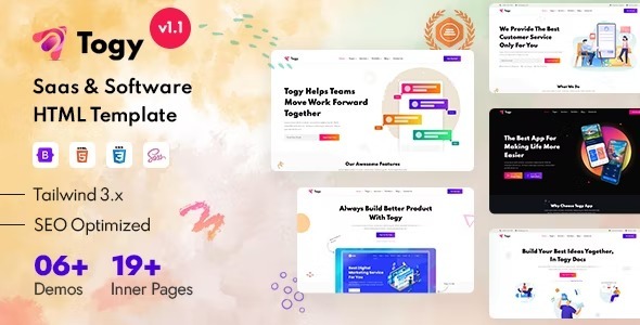 Togy Nulled Tailwind Technology Business Startup Template Free Download