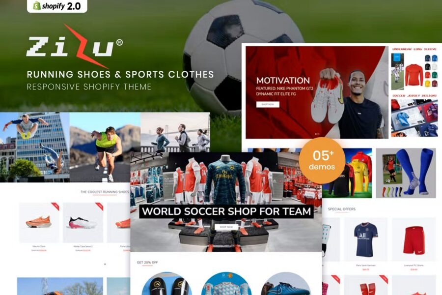 Zizu Nulled Running Shoes & Sports Clothes Shopify Theme Free Download