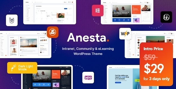 Anesta Nulled Intranet, Extranet, Community and BuddyPress WordPress Theme Free Download