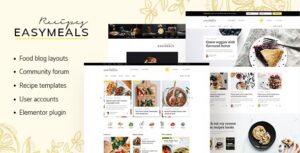 EasyMeals Free Download Food Blog WordPress Theme NULLED