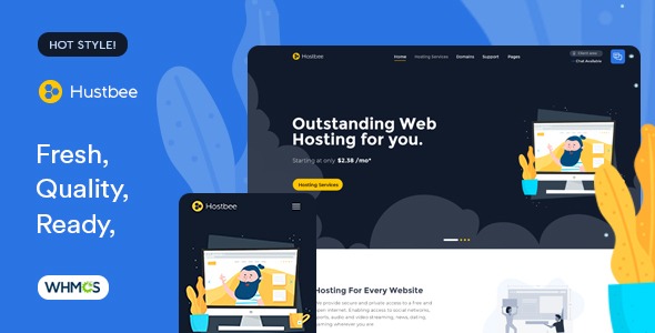 Hustbee Nulled Hosting HTML & WHMCS Template Free Download
