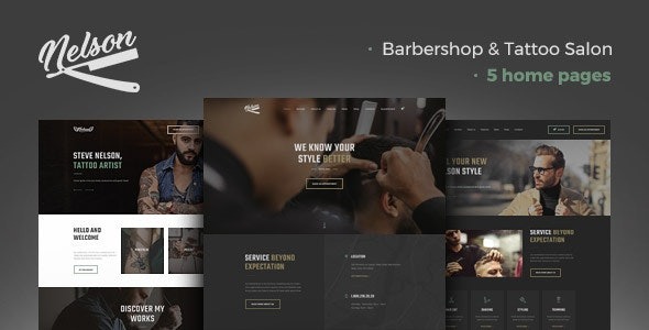 Nelson Free Download Barbershop Hairdresser & Tattoo Salon WordPress Theme Nulled