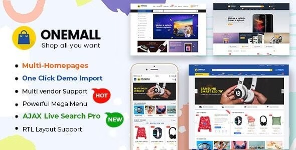 OneMall Nulled eCommerce MarketPlace WooCommerce WordPress Theme Free Download