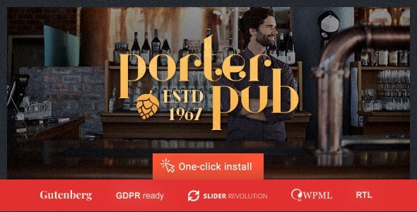 Porter Pub Nulled Bar & Restaurant WordPress Theme Free Download