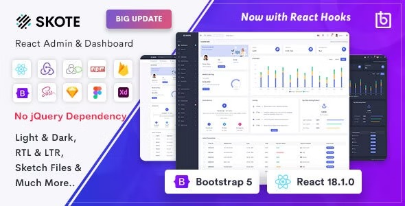 Skote Nulled React Admin & Dashboard Template + Sketch Free Download