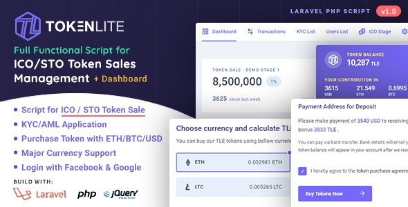 TokenLite Nulled ICO - STO Token Sale Management Dashboard – ICO Admin Script Free Download
