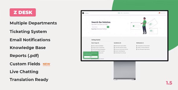 Z Desk Free Download Support Tickets System with Knowledge Base and FAQs Nulled