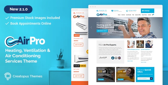 free download AirPro - Heating and Air conditioning WordPress Theme for Maintenance Services nulled