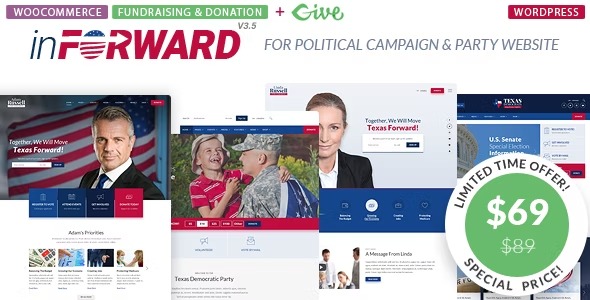 inForward Free Download Political Campaign and Party WordPress Theme Nulled