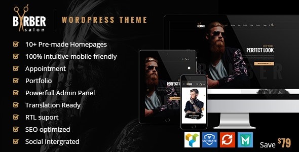 Barber Nulle Hair, Tattoo & Beauty Salons WordPress Theme Free Download