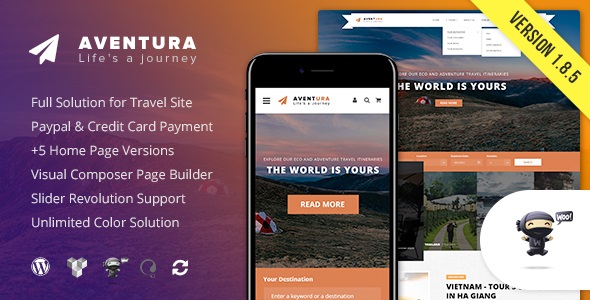 free download Aventura - Travel & Tour Booking System WordPress Theme nulled